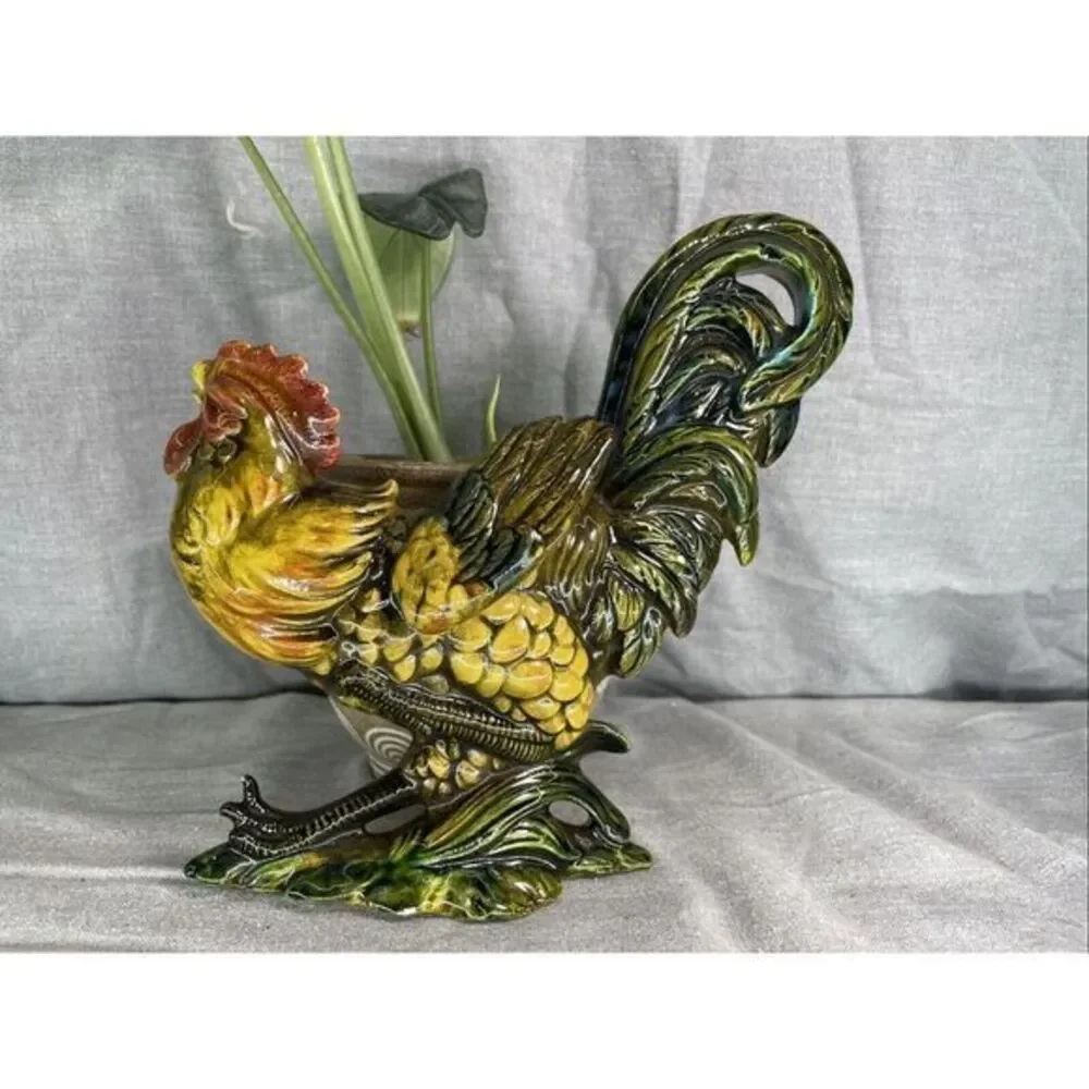 Vintage Wall Hanging Ceramic Rooster Plaque
